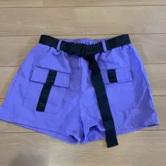 紫色ポケット付きハーフパンツ140