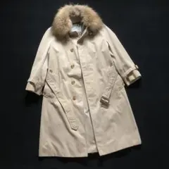 イングランド製 old aquascutum ファー付き ステンカラーコート