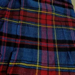 青赤チェック柄綿生地　綿100%