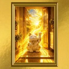 【L判】招き猫 金運・良縁・商売繁盛 開運アート額縁なし 風水 スピリチュアル