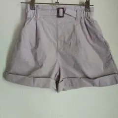 GLOBAL WORK 薄紫 コーデュロイ ハーフパンツ ベルト付き