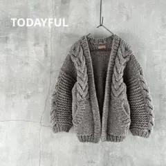 TODAYFULトゥデイフル　ケーブルハンドニットカーディガン