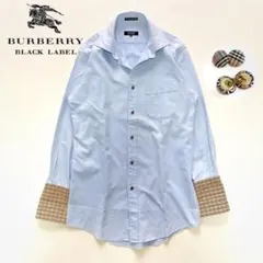 【希少✨】バーバリーブラックレーベル　ノバチェックドレスシャツ　ダブルカフス