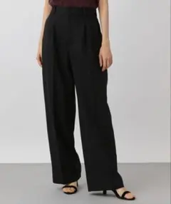 アパートバイローリーズ　ツイードライクストレートパンツ　ブラック