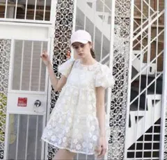 epine organdy flower tunic onepiece