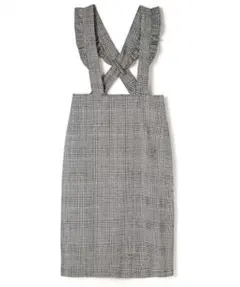 フリルサスペンダー付きグレンチェックスカート