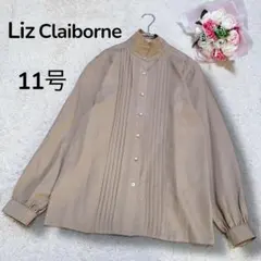 【Liz Claiborne】昭和レトロ　ピンタック　スタンドネックブラウス　L