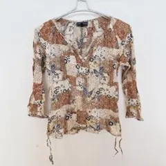 美品✨【S】JACOB ANNEXE 花柄 蝶柄 五分袖チュニック レディース