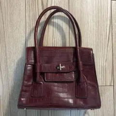 ZARAクロコ型押し ハンドバッグ　ワインレッド