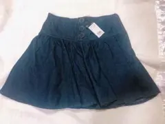 ハイウエスト ギャザーフレアキュロット  イング デニムスカート(新品タグ付き)