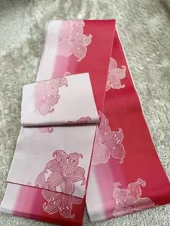 半幅帯　半巾帯　着物　浴衣　帯　ピンク　花柄