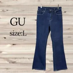 良品♡ GU【L】 ミドルライズフレアジーンズ・ジーユー・ネイビー・ブーツカット