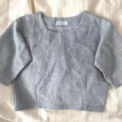 ブラウニー　幅広ワイド トップス カットソー　メッセージシャツ　七分袖　グレーのサムネイル