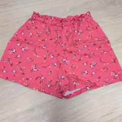 ユニクロ　キッズ　ハーフパンツ　赤　花柄 半ズボン 150cm