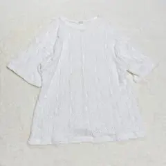 LEPSIM レーストップス 白 半袖 カットソー フリーサイズ フェミニン