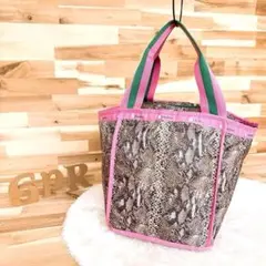 希少【レスポートサック×ミュベール】限定コラボ パイソン トートバッグ茶×ピンク