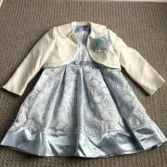 水色 フラワー柄 ドレスとジャケット セット 120cm