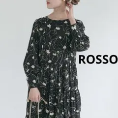 フラワープリントティアードワンピース　アーバンリサーチロッソ　ブラック