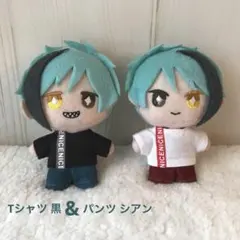 ぬい服 10cm ツイステ ロゴリボンTシャツ(黒)・パンツのセット