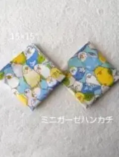 ミニガーゼハンカチ インコ柄 2枚セット