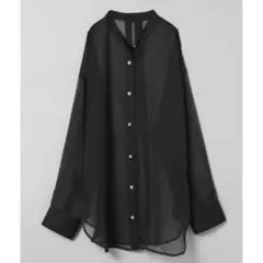 【JEANASIS】バンドカラーシアーシャツ ブラックのサムネイル