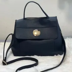 【美品】2WAY スクエア ハンドバッグ ショルダーバッグ ゴールド丸金具