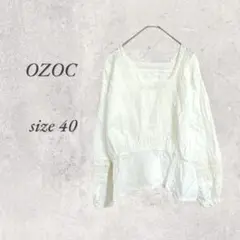 オゾック/レースブラウス/白/40/長袖/ナチュラル/スクエア/No.2241