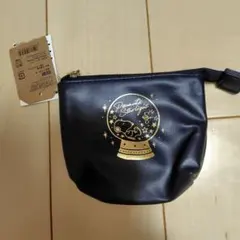 スヌーピー 星型チャーム付きポーチ ネイビー