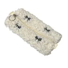 リボン結びペンケース 刺繍入り ペンポーチ 筆箱 筆入れ バレエコア 白 リボン