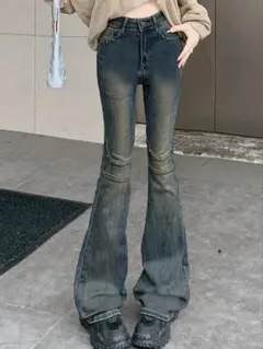 フレアデニムパンツ フレアレッグジーンズ Mサイズ ダークウォッシュ y2k
