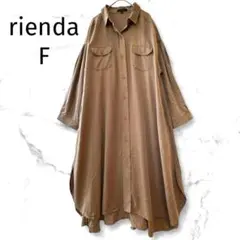 リエンダ　長袖シャツワンピース　大きいサイズ　ベージュ　羽織り　秋　ゆるだぼ