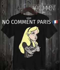 NO COMMENT PARIS ジャックダニエル×アリス柄Tシャツ 黒のサムネイル