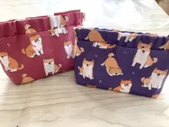 ハンドメイド☆バネポーチ☆柴犬さん☆2色セット☆ピンク＆パープル
