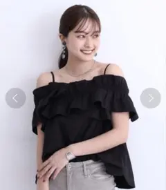Rirandture 2WAYフリルブラウス ブラックのサムネイル
