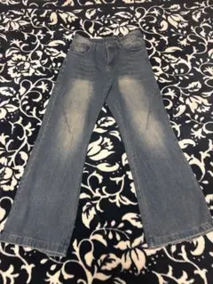 メンズ デニムフレアパンツ ウォッシュ加工