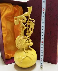 中国木彫り 瓢箪 ひょうたん 縁起物 置物 彫刻 工芸品 中国土産 木彫り飾り物