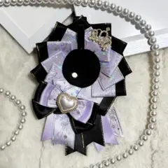 痛ロゼット 痛バッグ パープル ホログラム リボン 推し活