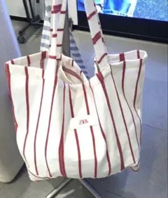 ZARA エコバッグ　ストライプのサムネイル