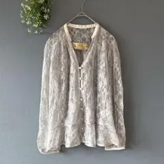me&meクチュール［F］美品◎大人ナチュラル◎裾フリル◎総レースカーディガンのサムネイル