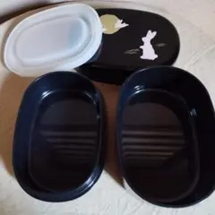 うさぎと月のデザインの２段式弁当箱