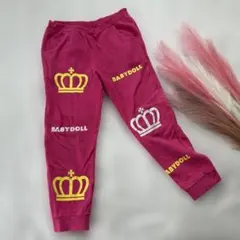 BABYDOLL 120㎝クラウンプリント ロングパンツ ピンク