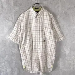 【XL】TOMMY HILFIGER トミー 半袖チェックシャツ 白 コットン