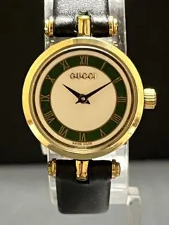 ★超絶レア美品！GUCCIシェリーライン　希少グリーン・ホワイトレディース腕時計