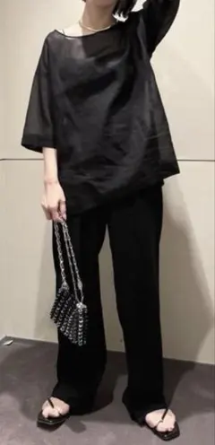 美品＊ガリャルダガランテ シアーブラウスTシャツ 黒