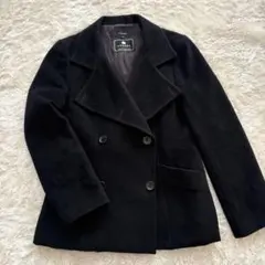 【7-IDconcept】美品✨L アンゴラ混 ウール ダブルコート ブラックのサムネイル