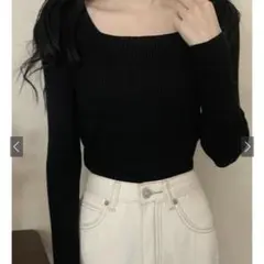 グレイルスクエアネックリブニットトップス［rut072］