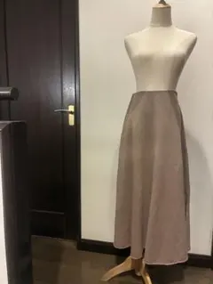 KALNA ロングフレアスカート ブラウン 無地 シンプル　綿100 日本製