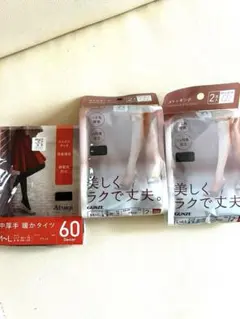 GUNZE Atsugi 60デニール ブラックタイツ M-L L-LLセット