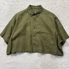 美品✨HAVERSACK ハバーサック　クロップドシャツ　半袖　グリーンのサムネイル