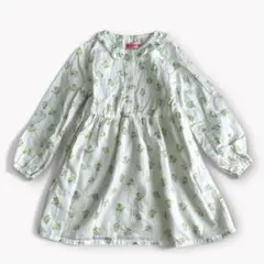 キスドロップ　110 長袖ワンピース　春コーデ　花柄　綿100